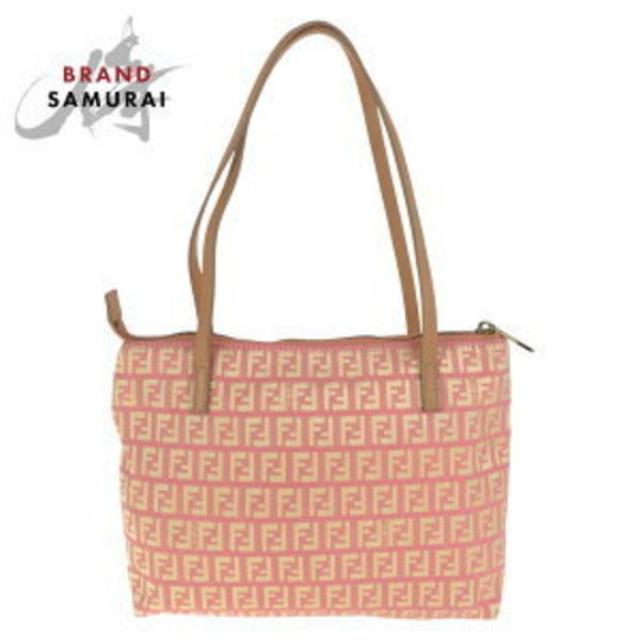 Fendi Bag Leather bag Zucchino Shoulder tote beige pink - Picture 1 of 9